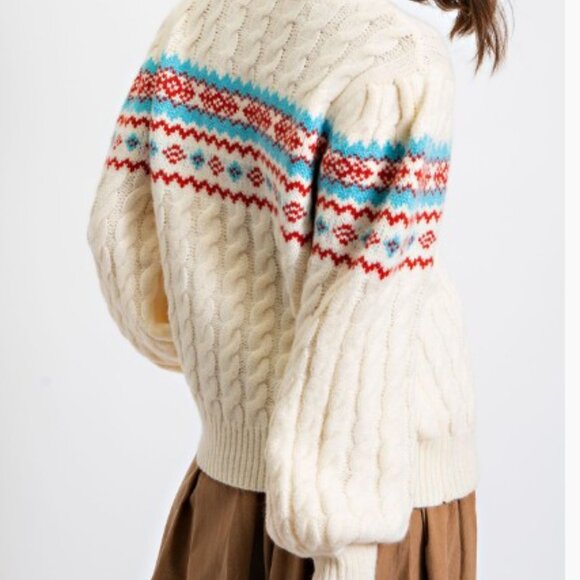 SWEATER CABLE KNIT RETRO LIKE - Picture 2 of 4